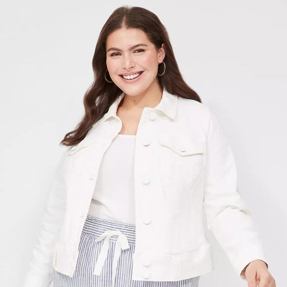 NWOT Lane Bryant Classic White Jean Jacket Size 22
